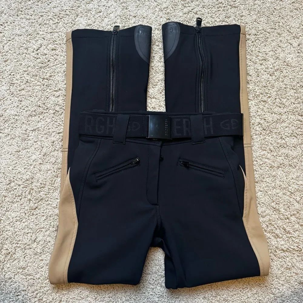 Goldbergh Pippa Runner Ski Pants Black Tan Mocha Waterproof US 8